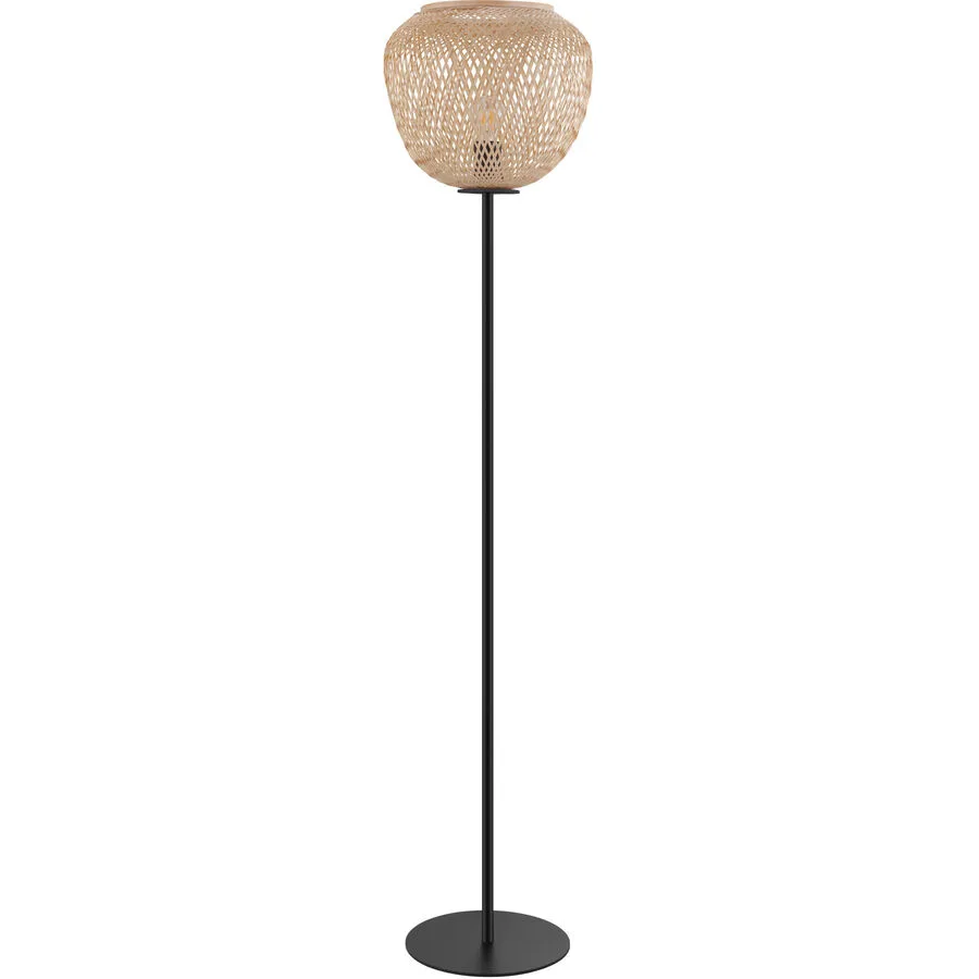 Eglo Stehlampe Dembleby Schwarz/Braun Stahl/Holz 32 cm 150 cm - Farbe: Schwarz, Braun