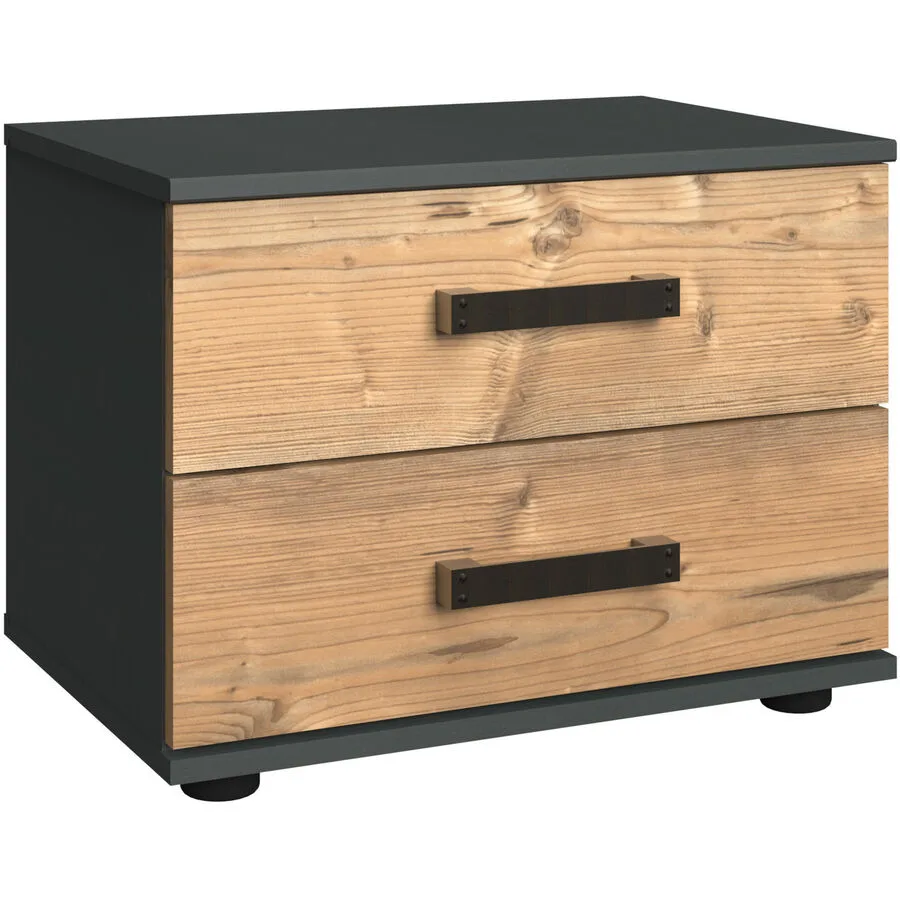 Nachttisch Jasmin Weisstanne Dekor, Graphit Holzwerkstoff B 52 H 40 cm