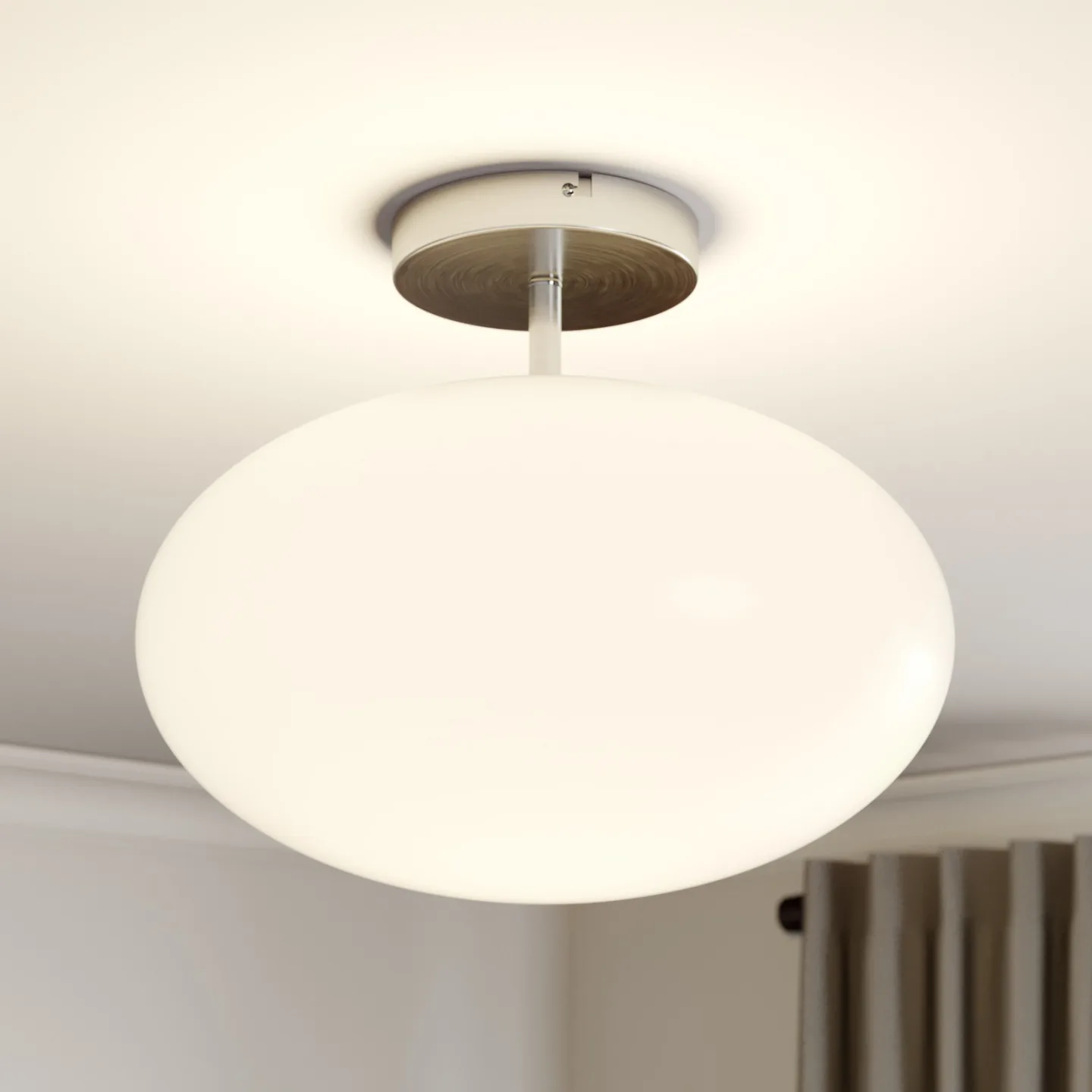 Sonika Loftlampe Satin Nickel/Opal White - Lindby - Stue - Moderne - Glas - Med afstand
