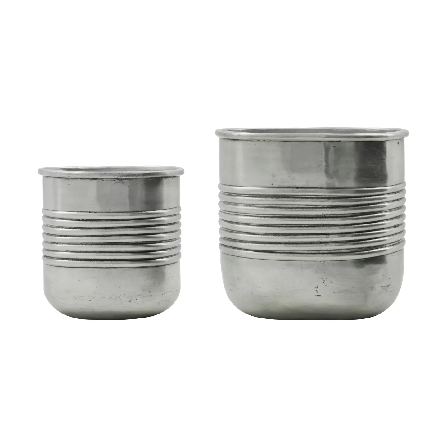 House Doctor Groove kruka aluminium oval 2 delar Antik silverfinish