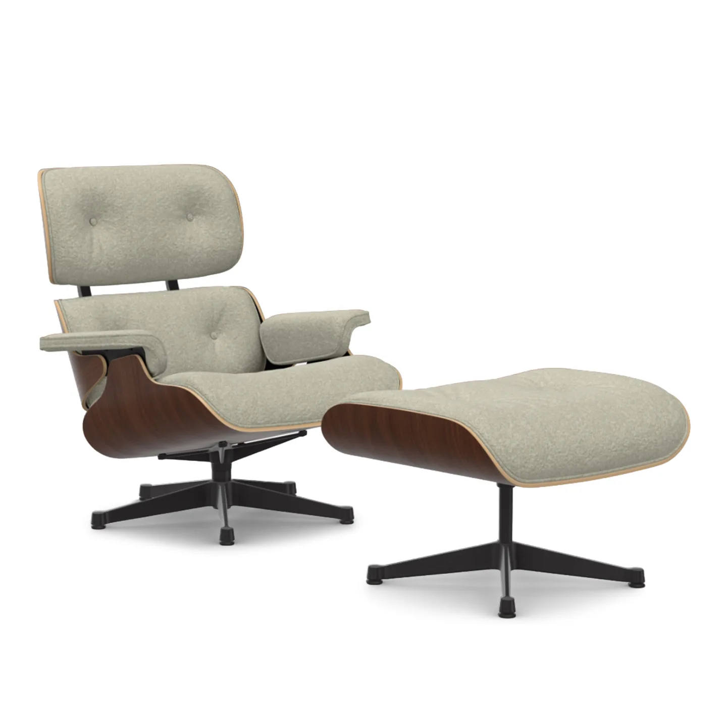 Vitra - Eames Lounge Set Dark Walnut Nubia Cream/Sand 03 Deep Black - Fåtöljer - Charles & Ray Eames - Beige