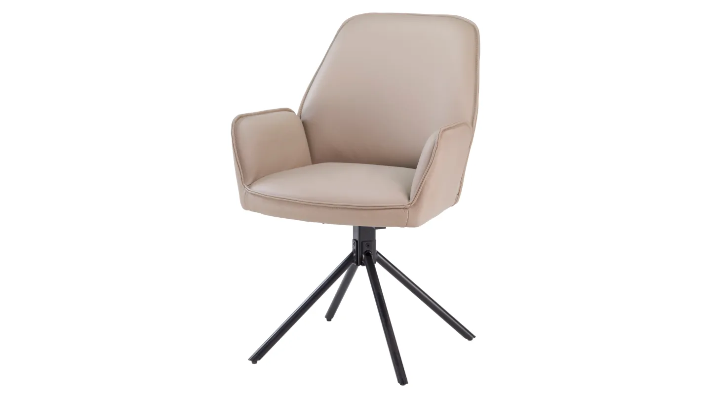 Armlehnstuhl Echtleder beige - drehbar - COVELO
