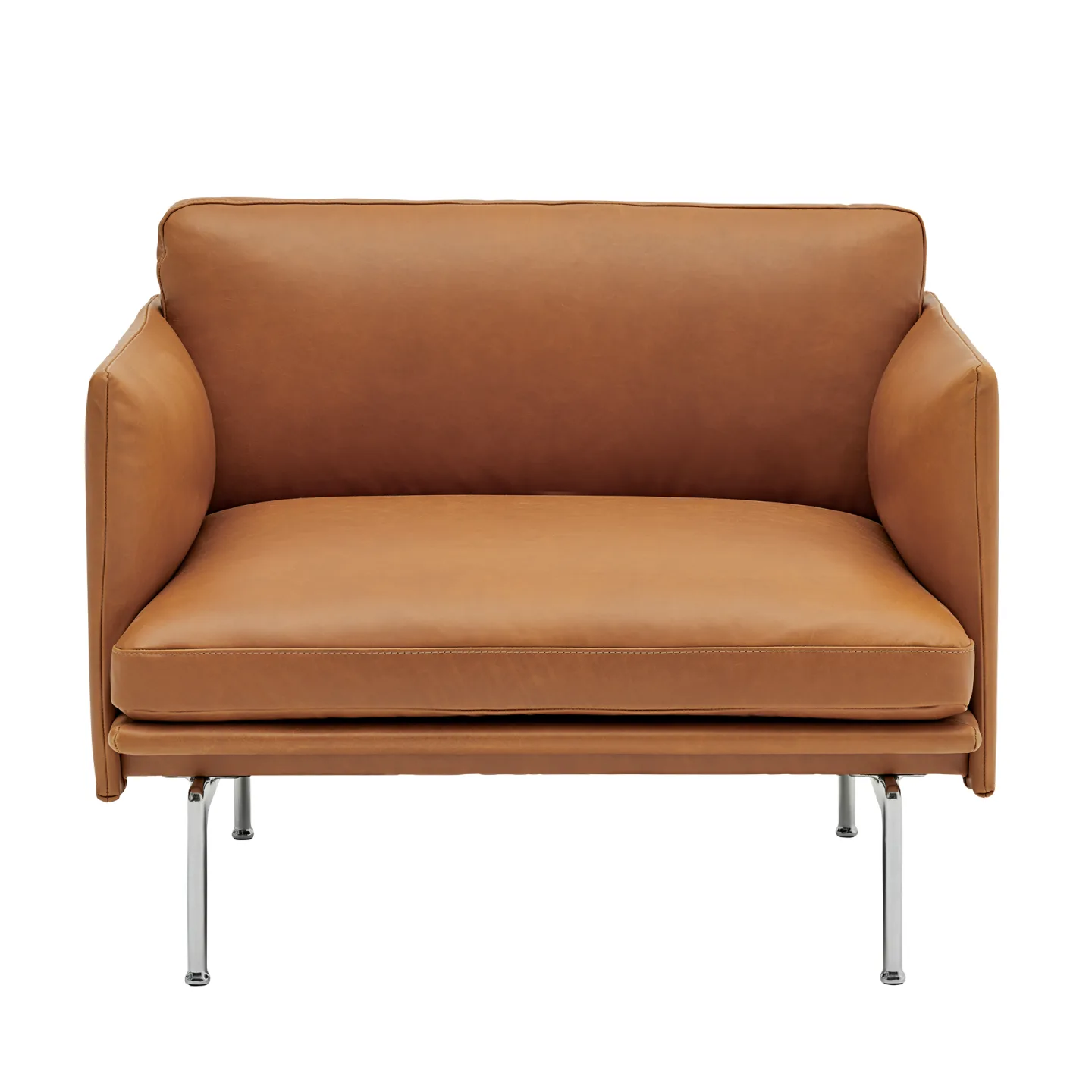 Muuto - Outline Chair / Polished Aluminium Base Refine Leather Cognac - Fåtöljer - Anderssen & Voll - Metall/Trä/Textilmaterial/Skum
