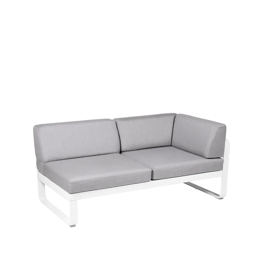 Fermob Bellevie Corner modulsoffa 2-sits Cotton white (vit), flannel grey dyna, höger