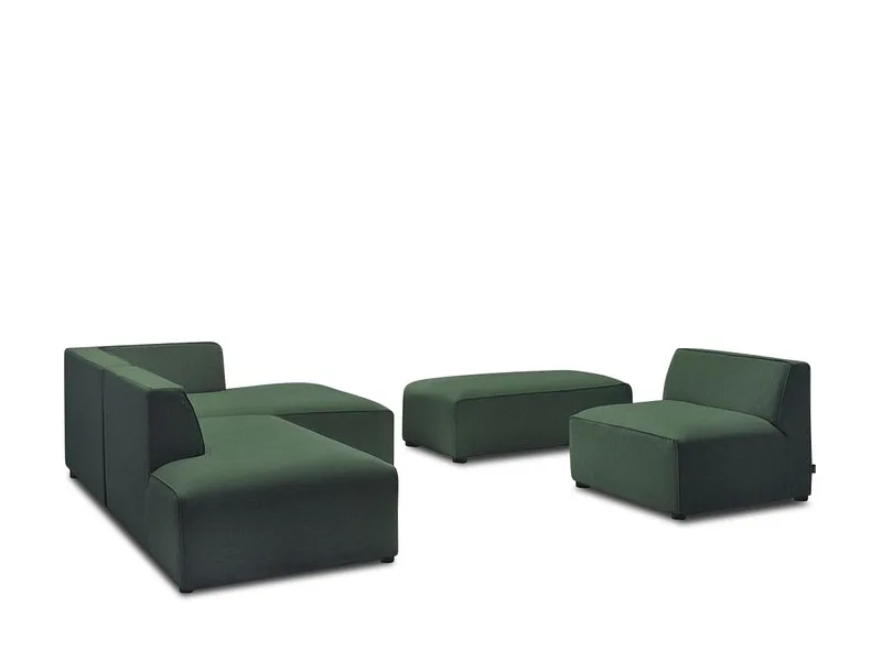 Ecksofa mit Hocker BOBOCHIC MEGEVE Stoff chiniert grün