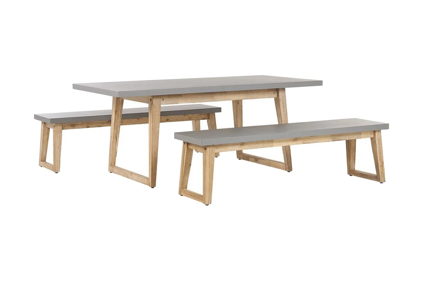Trädgårdsmöbelset av Utebord och 2 Bänkar Utomhus grå ORIA - Grå
