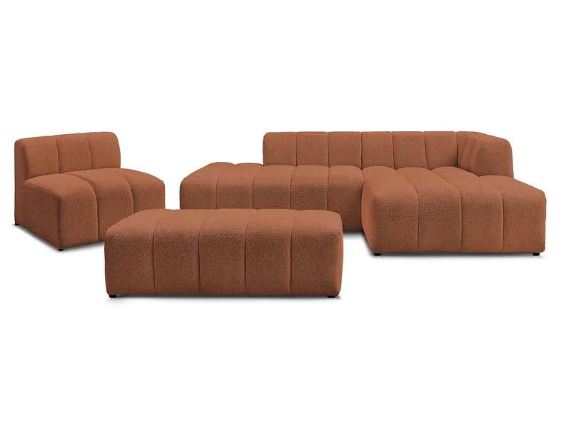 BOBOCHIC Ecksofa mit Hocker ANNECY Boucle-Stoff orange
