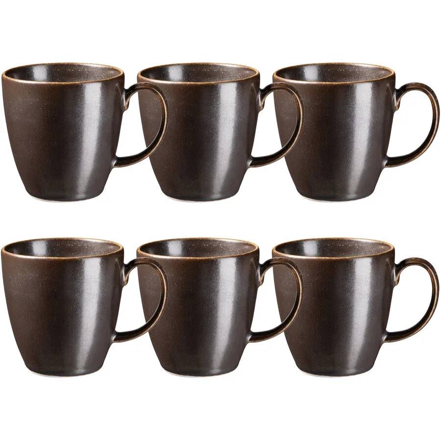 MÄSER Kaffeebecher-Set 6-tlg. Powerful Braun/Schwarz Porzellan