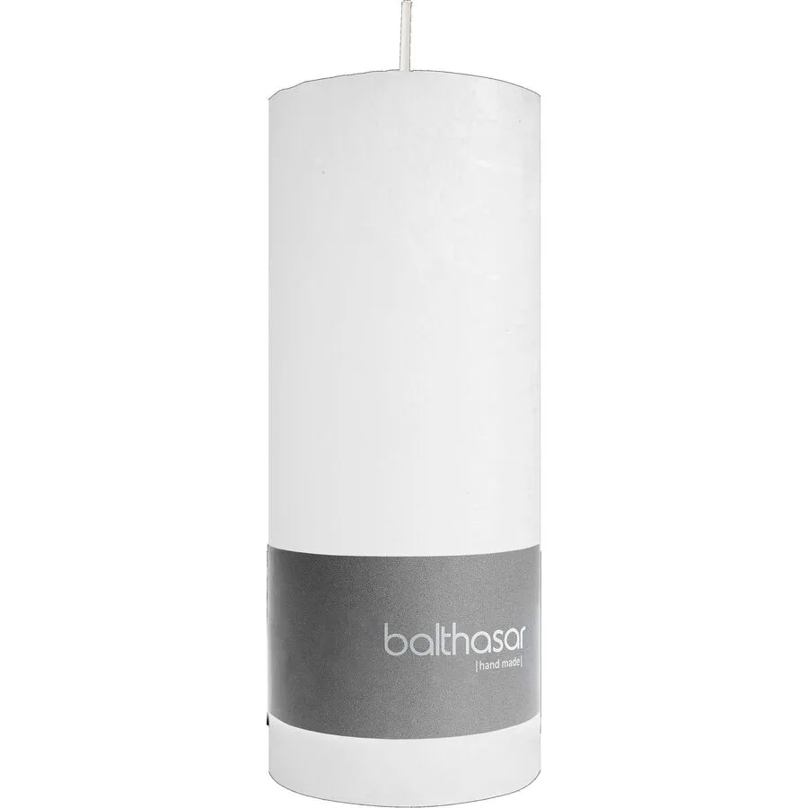 Balthasar Kerze Rustico weiss H14 cm D6 cm, Brenndauer 50h - Material: Wachs
