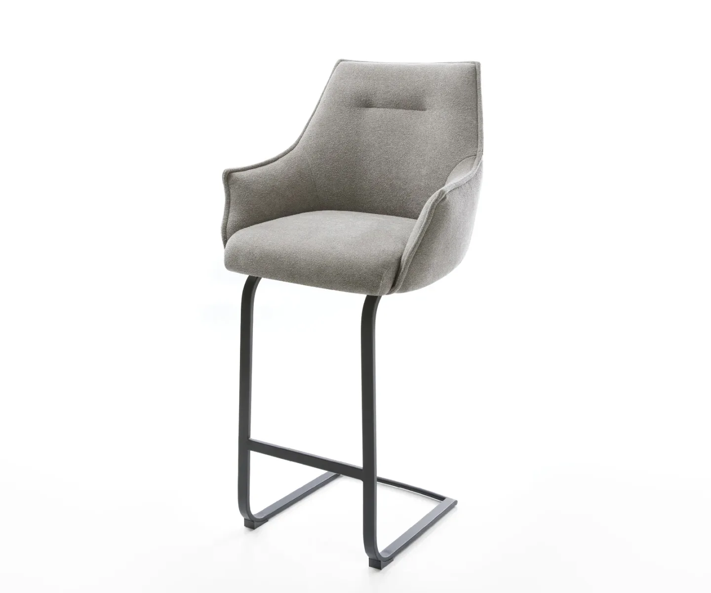 Barstuhl Alja-Flex Strukturstoff Soft Grau Freischwinger Flach Metall Schwarz Taschenfederkern