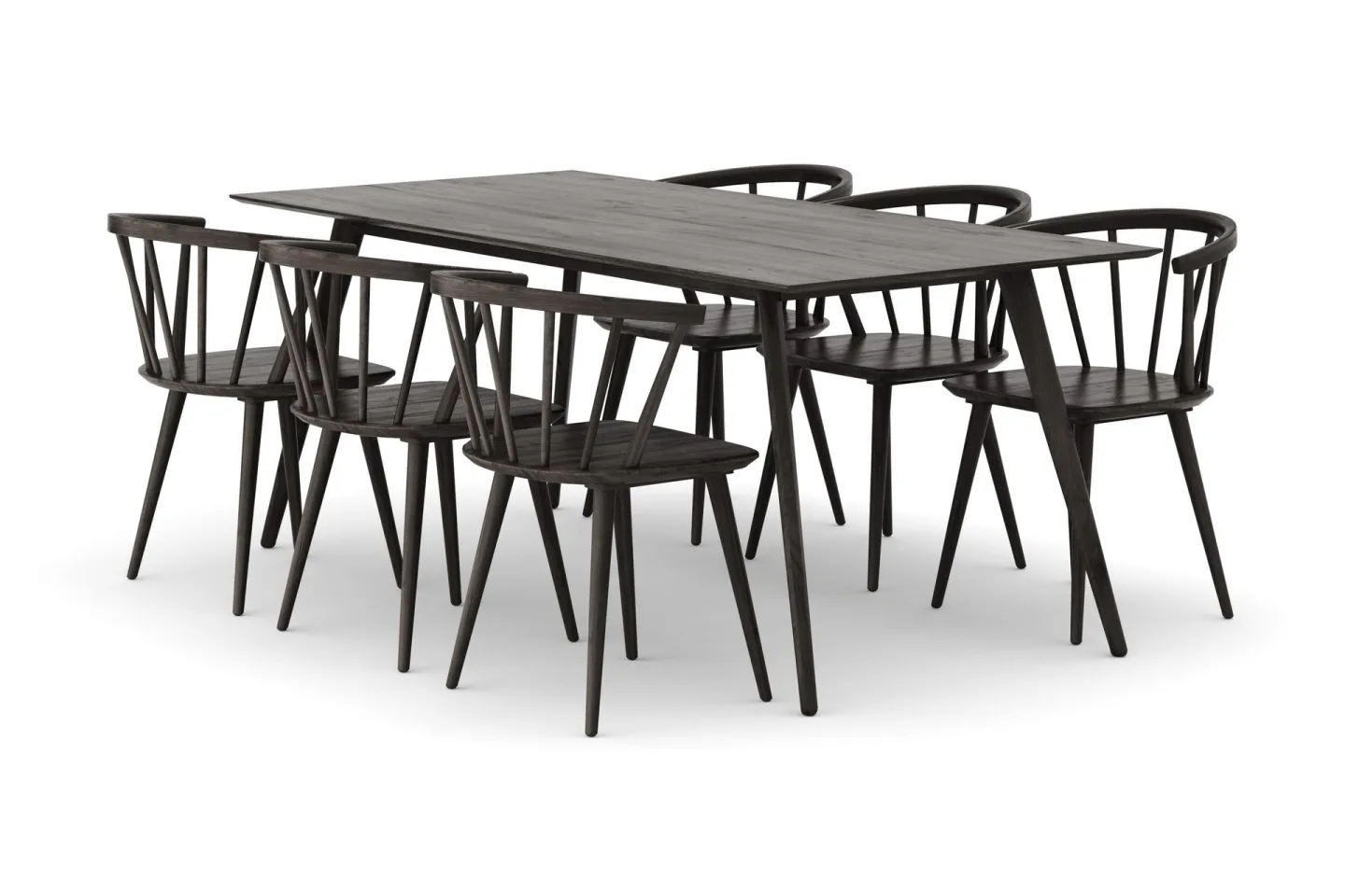 Tyrö Matgrupp med 6 st Tyrö Karmstolar - Smoked Oak/Smoked Oak