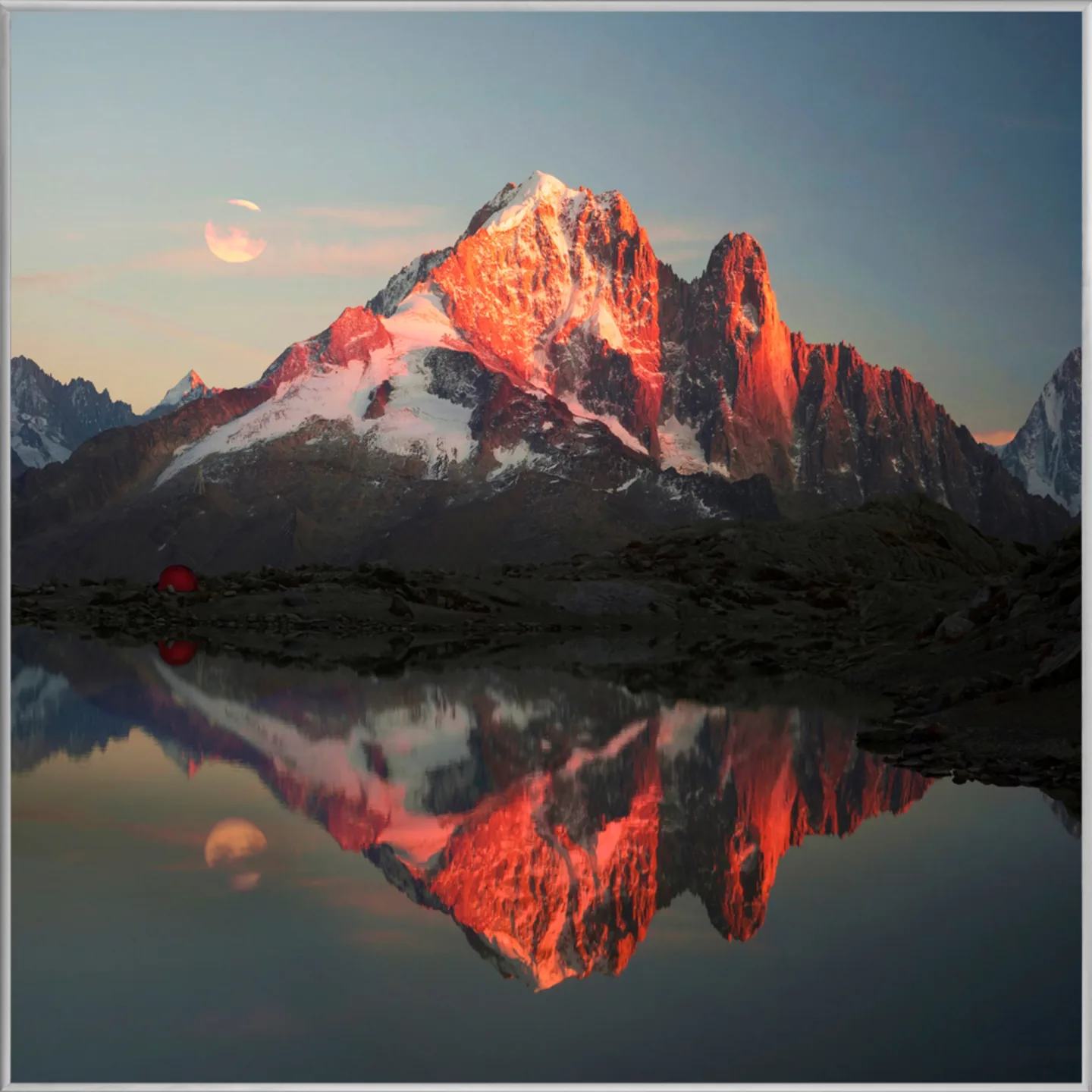 image LAND Bild mit Rahmen Bergpanorama mit See in Abendstimmung | Schubiger Möbel