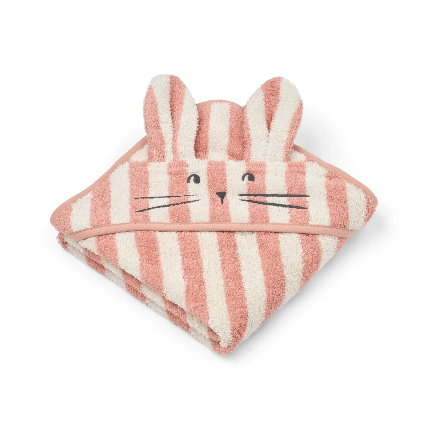 Liewood Albert Kapuzenhandtuch 70x70 cm Coral blush-creme de la creme stripe