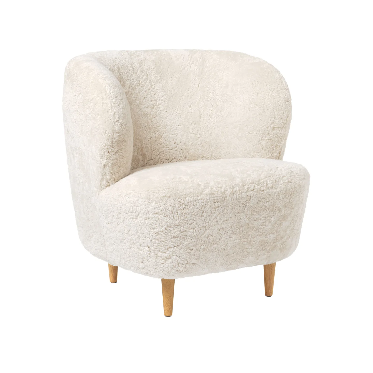 Gubi - Stay Lounge Chair Sheepskin Off White/Oak - Fåtöljer - Space Copenhagen - Vit - Läder/Metall/Trä