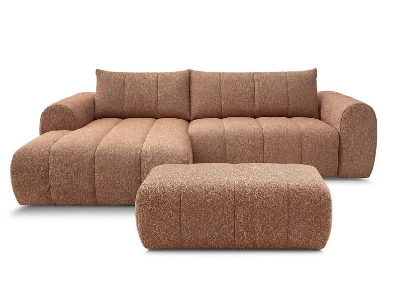 Ecksofa mit Hocker BOBOCHIC NESTY Stoff chiniert orange