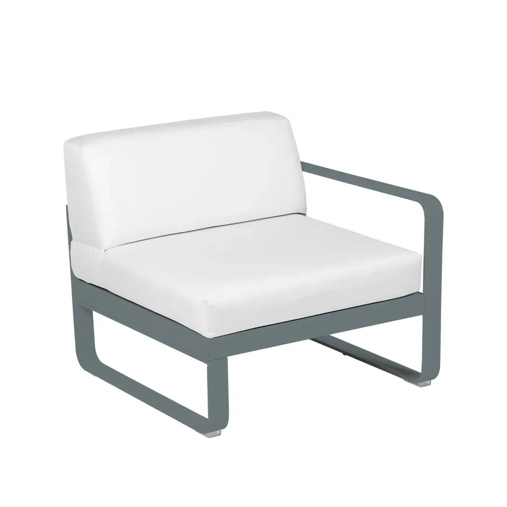 Fermob Bellevie Right modulsoffa Storm grey (grå), off-white dyna, 1-sits