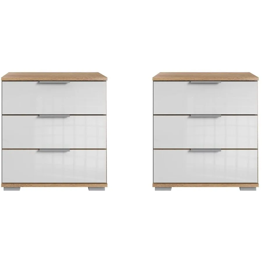 Nachttisch Peyton C weiss, Plankeneiche Holzwerkstoff B 52 H 58 cm