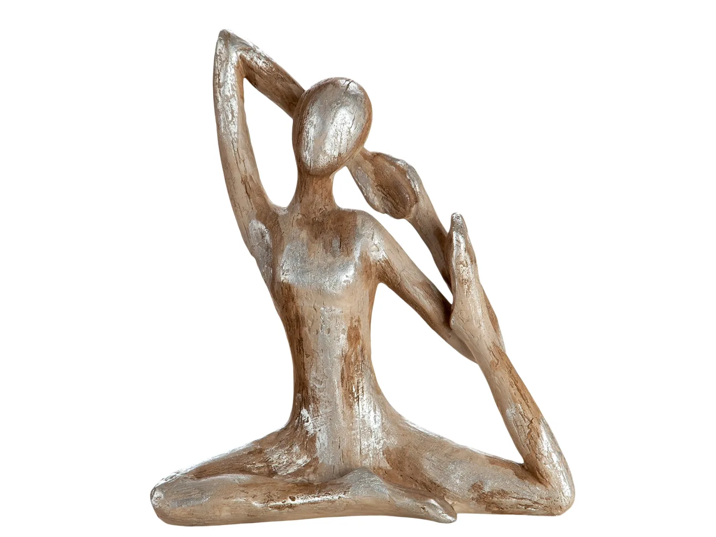 Gilde Yoga-Frau Braun Silber H: 26 cm | Schubiger Möbel