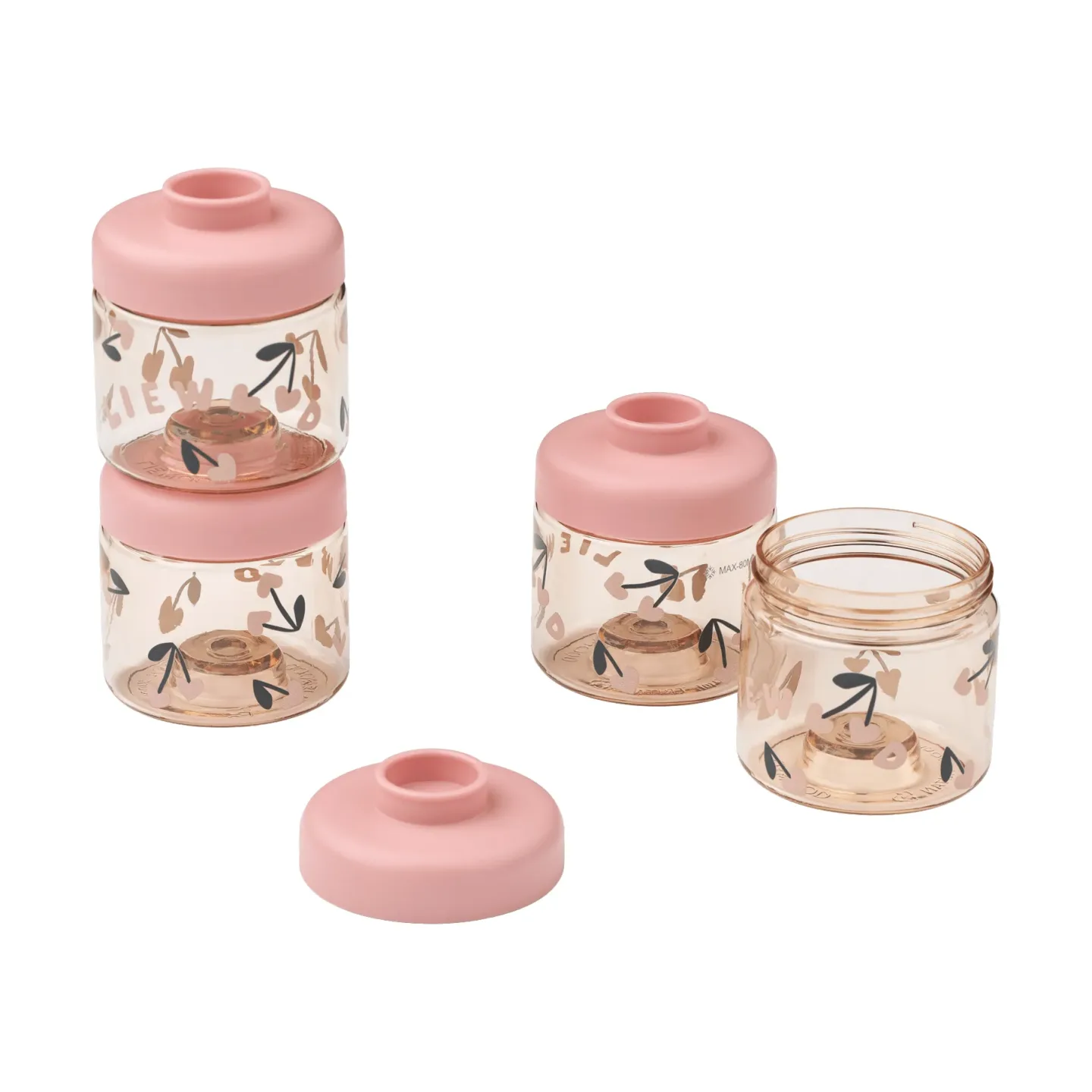 Liewood Dominique Babynahrungsbehälter 100 ml 4er-Pack Cherry heart-Rosey