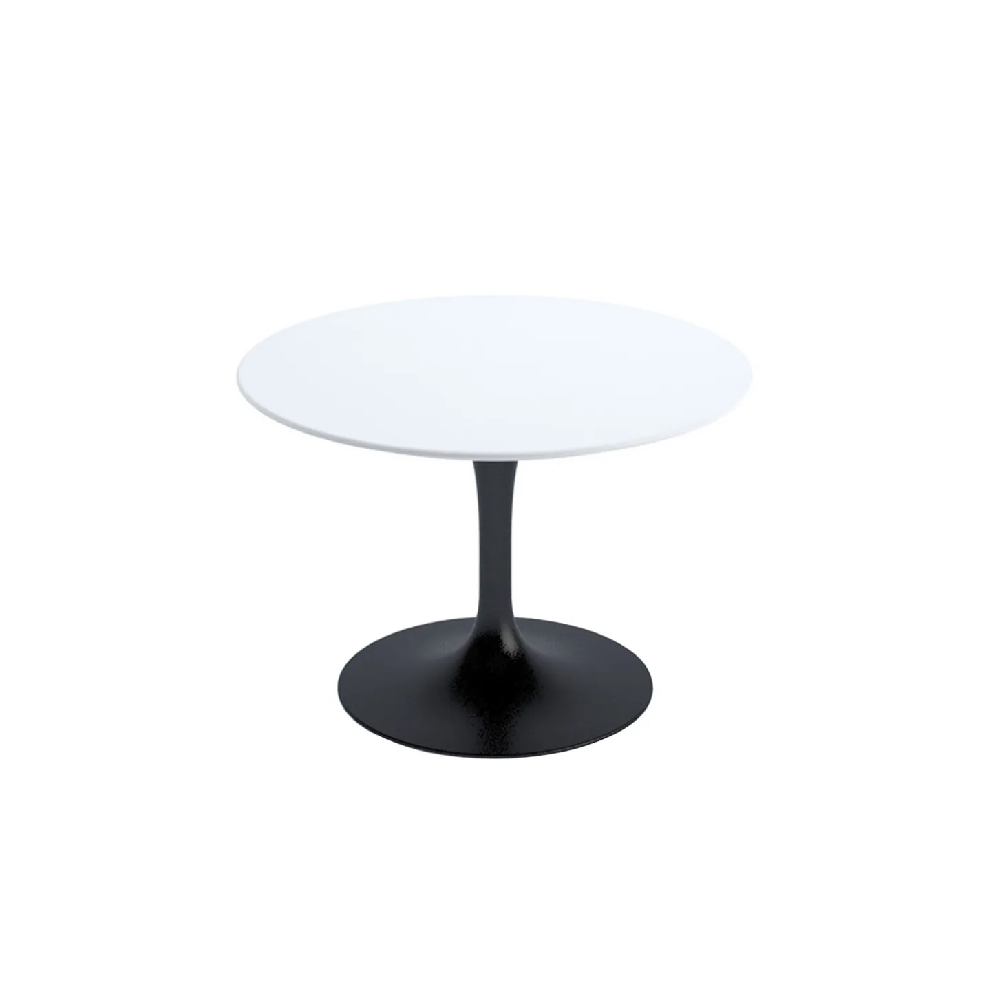 Knoll - Saarinen Round Table - Soffbord, Svart underrede, skiva i Vit laminat, H: 37, Ø 51 - Soffbord - Eero Saarinen - Svart - Metall/Trä