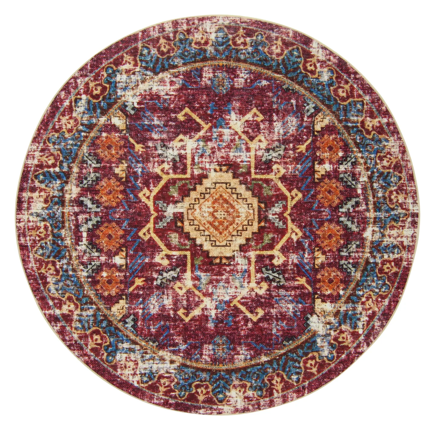 Rundt teppe - Idri (burgunder/multi) (Størrelse: Ø 240 cm)