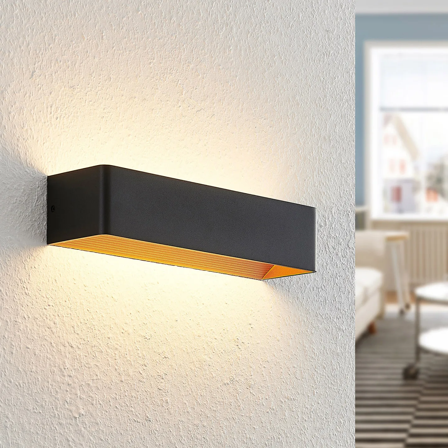 Karam LED-væglampe B36,5 Sort/Guld - Arcchio - Stue - Moderne - Aluminium - Kantet