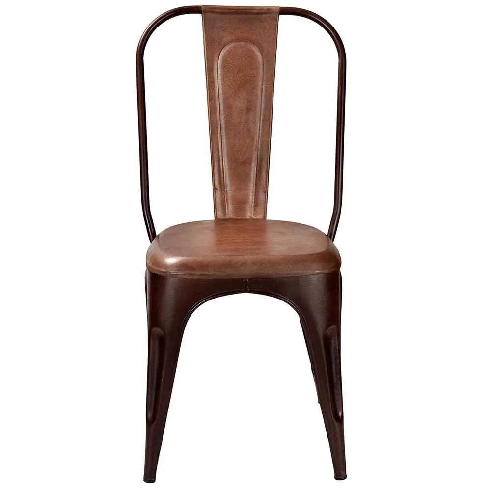Matstol Living med hög rygg Rost med läder Trademark Living