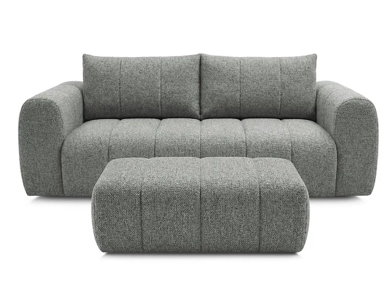 3er Sofa mit Hocker BOBOCHIC NESTY Stoff chiniert dunkelgrau