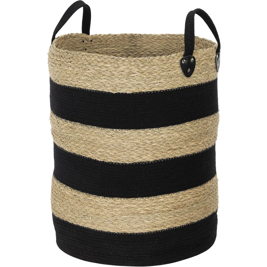 Wäschekorb Polly natur/schwarz Jute/Baumwolle D 40 cm