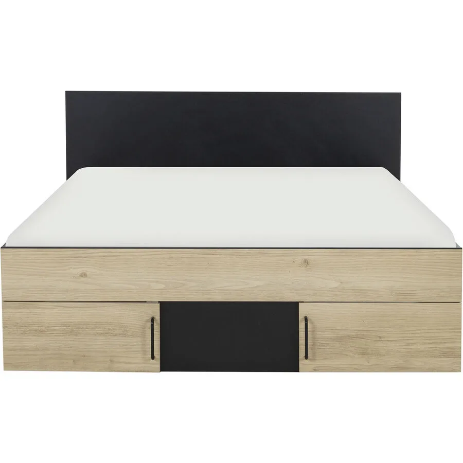 Kompaktbett Nadja Schwarz, Natur Holzwerkstoff 140 x 190 cm