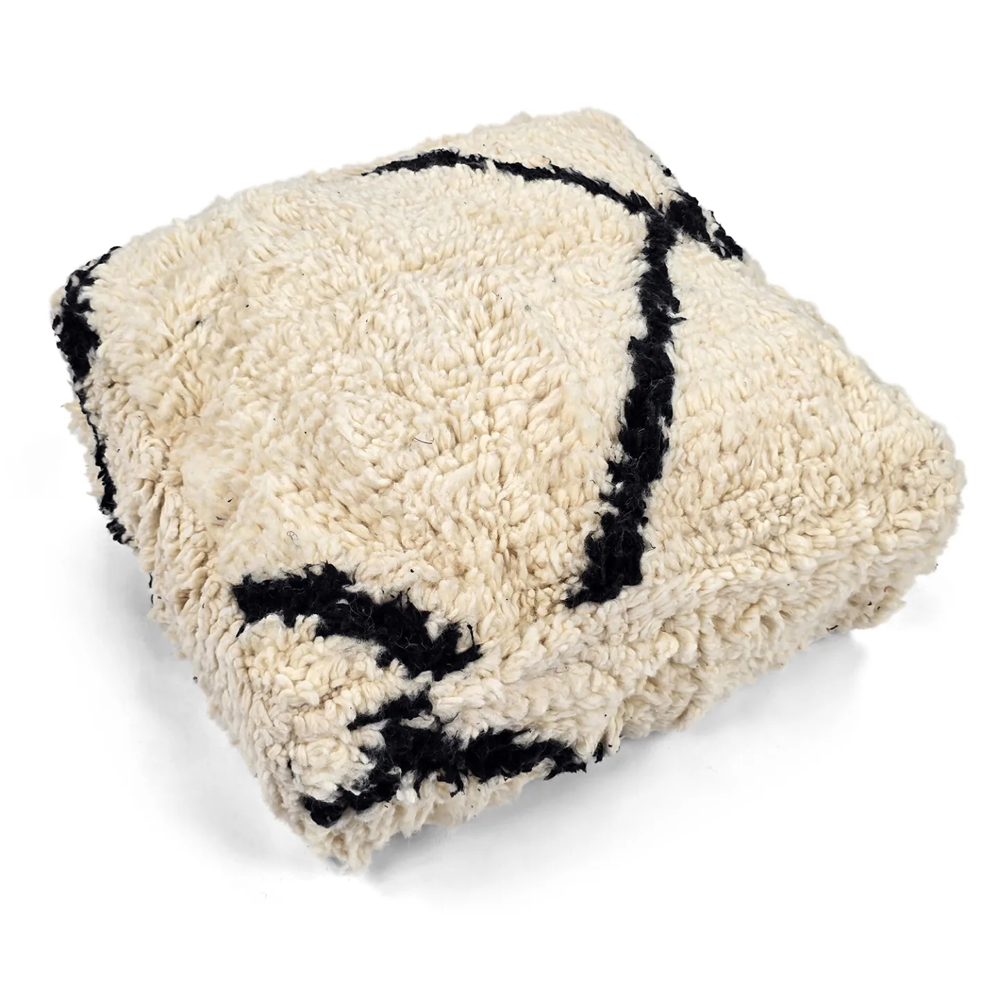 Sittepuff - Marokkansk Beni Ourain 050 (Størrelse: 60 x 60 cm)