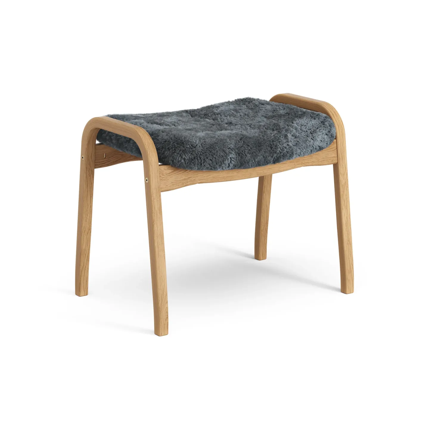 Swedese Lamino Fußhocker Eiche geölt/Schaffell Charcoal (dunkelgrau)