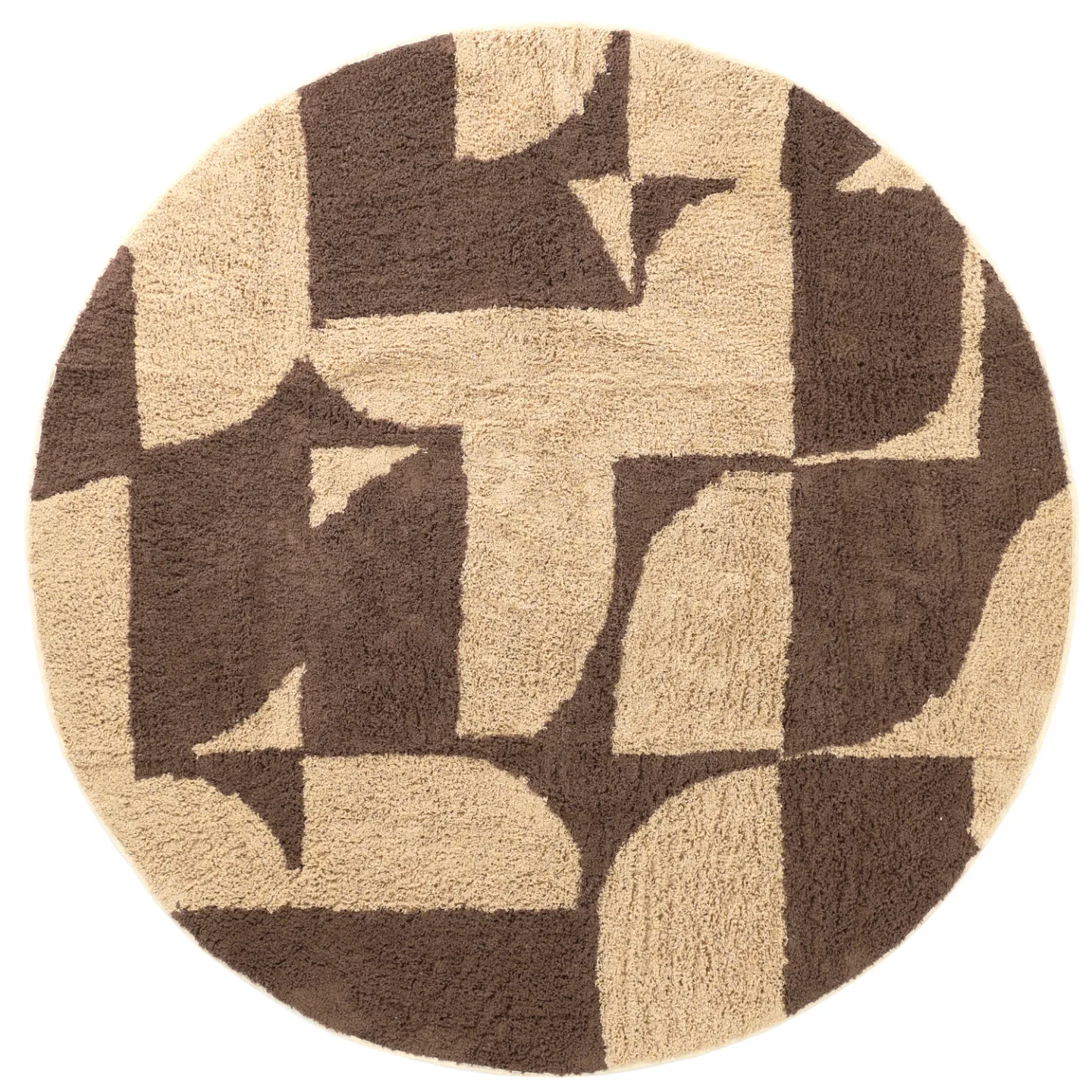 Rundt teppe - Siberia Natural Cotton Shaggy (beige/brun) (Størrelse: Ø 160 cm)