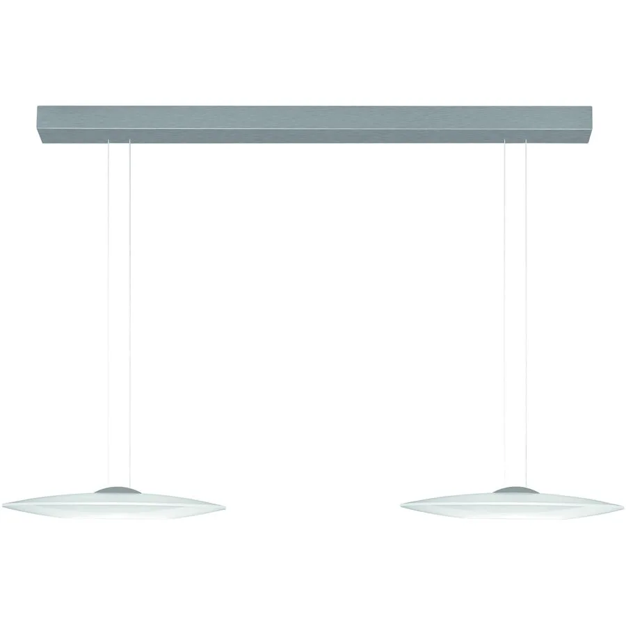 Designer-Pendellampe Bankamp DISC aluminium matt 2-flammig - Material: Aluminium/Stahl - LED - Lichtfarbe: Extra warmweiss - LED Energiesparlampen