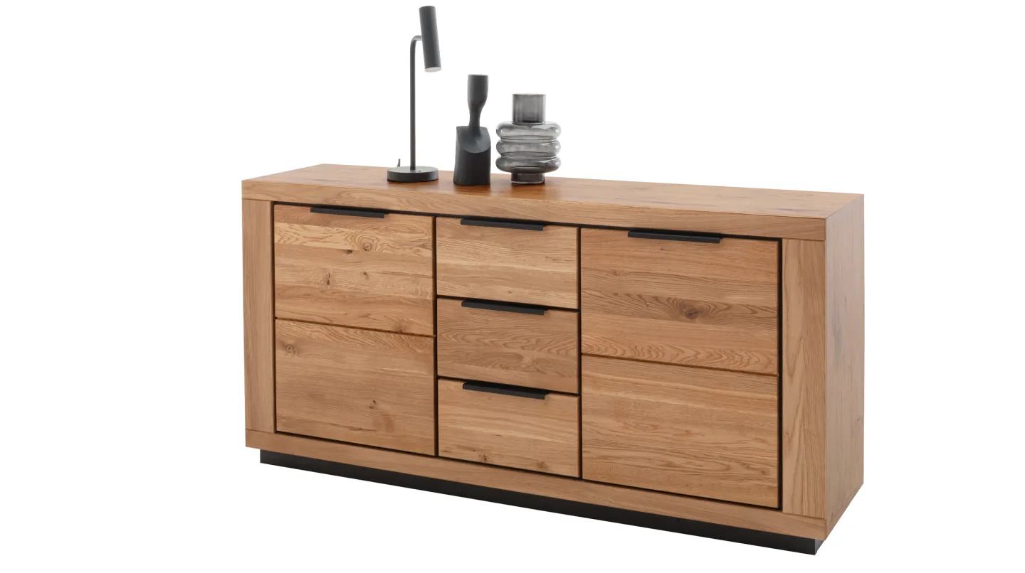 Sideboard mit 3 Schubladen Wildeiche massiv geölt 163 cm - GRENO