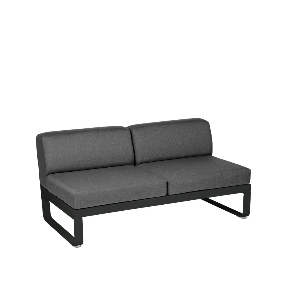 Fermob Bellevie Central modulsoffa 2-sits Liquorice (svart), graphite grey dyna