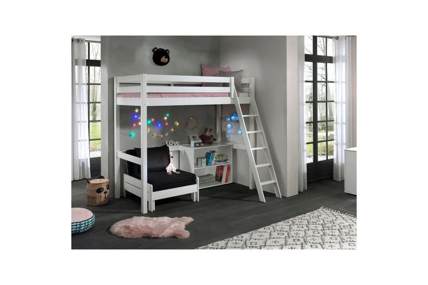 Bokhylla och Bäddsoffa Pino Mezzanine 90 x 200 cm - 90 x 200 cm