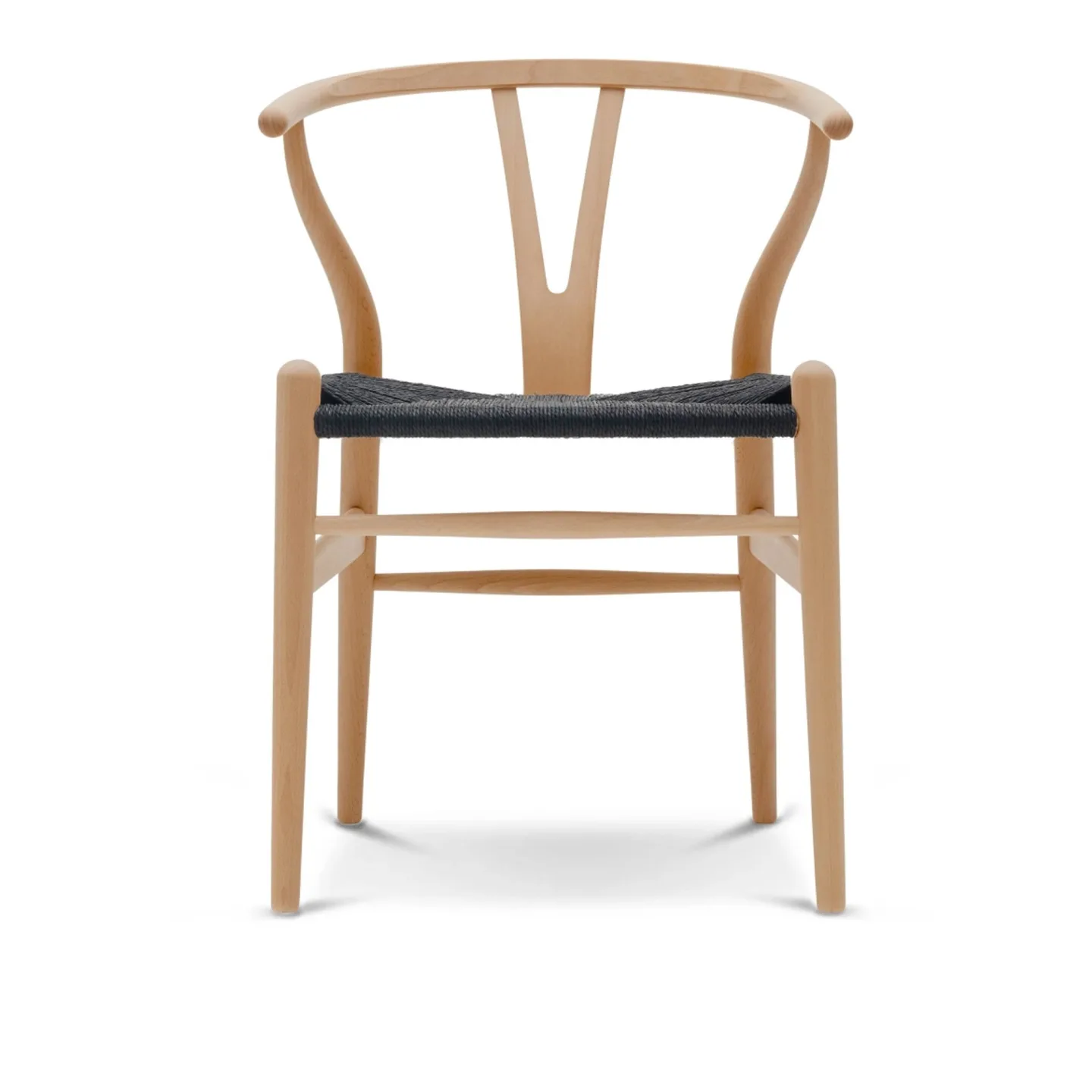 Carl Hansen - CH24 Y-Stolen, Klarlackad Bok, Svartflätat papperssnöre - Matstolar - Hans J. Wegner - Träfärgad - Papper/Trä