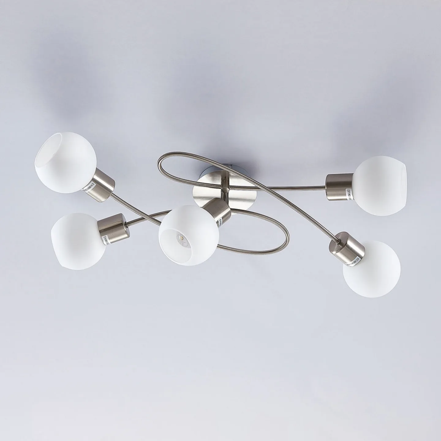 Elaina 5 Plafond Nickel - Lindby - Vardagsrum - Modern - Metall - Med flera ljuskällor