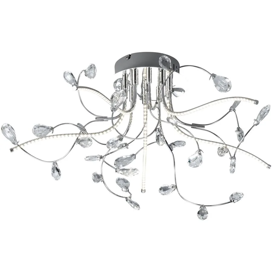 Deckenlampe Circae Grau Chrom/Glas 54 cm 30 cm - LED - Lichtfarbe: Warmweiss - LED Energiesparlampen