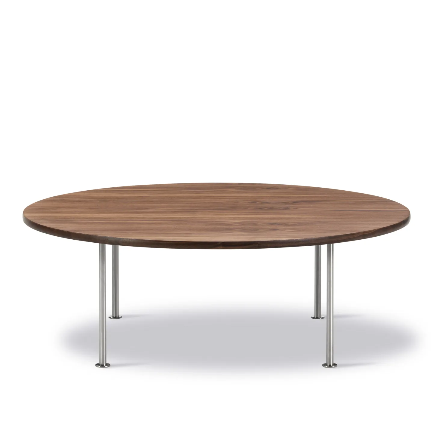 Fredericia Furniture - Wegner Ox Table Ø120 cm - Walnut oil - Brushed stainless steel - 41 cm - Soffbord - Hans J. Wegner - Träfärgad - Trä