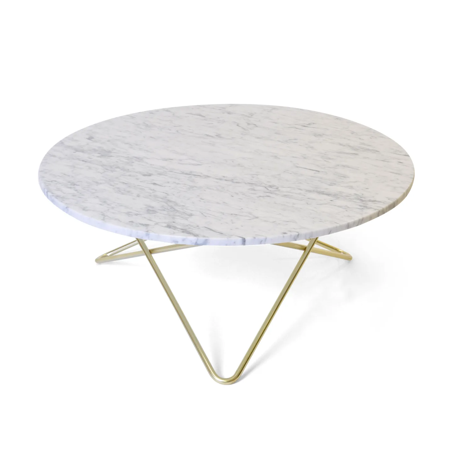 OX Denmarq - Large O Table, Brass Frame, Top: White Marble - Soffbord - Dennis Marquart - Vit - Metall/Sten