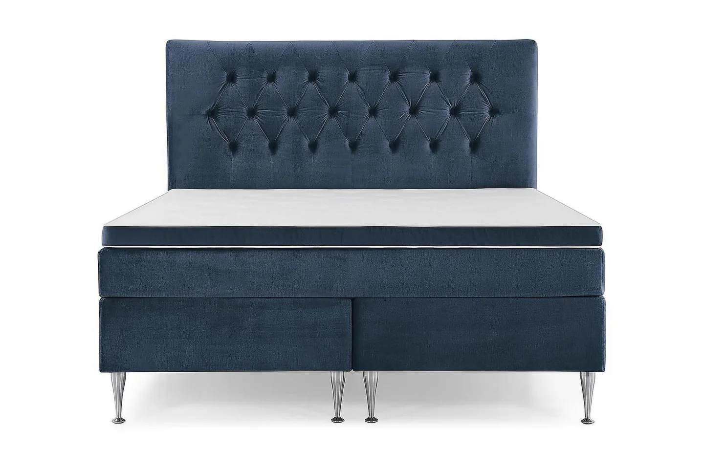 Royal Velvet Komplett Sängpaket 180x200 cm - Mörkblå med Höga Silverben