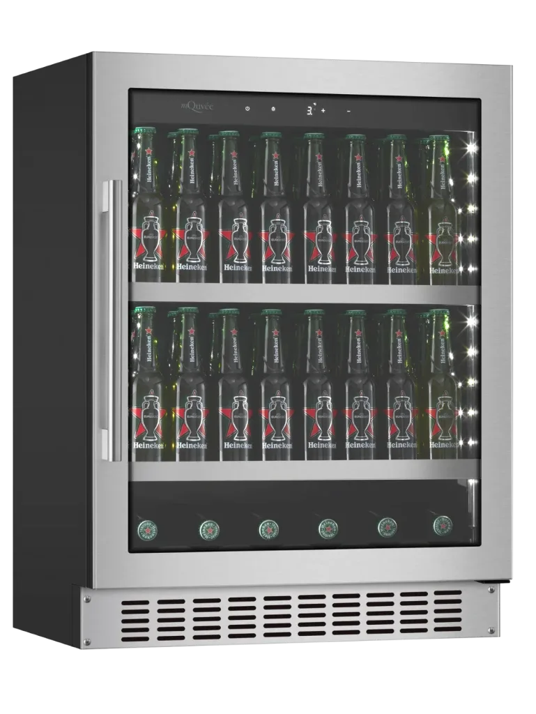 Einbau-Bierkühlschrank Edelstahl, mQuvée BeerServer 60 Stainless, einbaufähig unter der Theke, Kompressorkühlung
