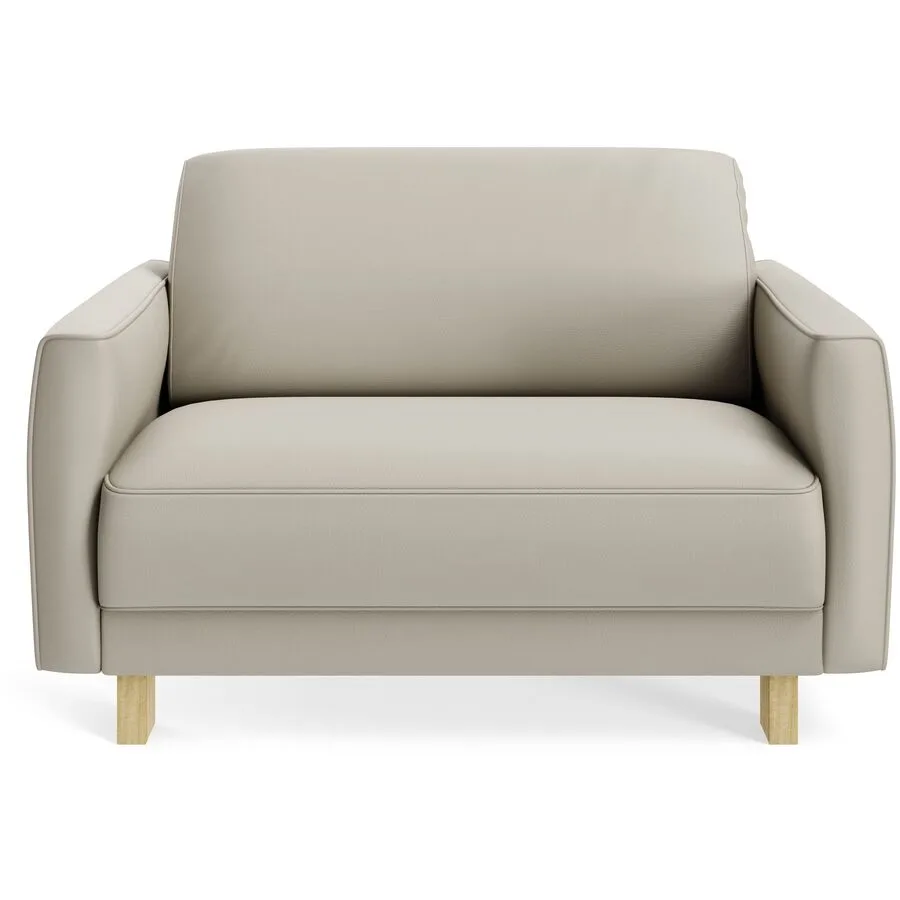 Sessel Avena Grau Leder, Eiche B 117 T 96 H 74 cm - Möbel Konfigurator: Traummöbel individuell zusammenstellen