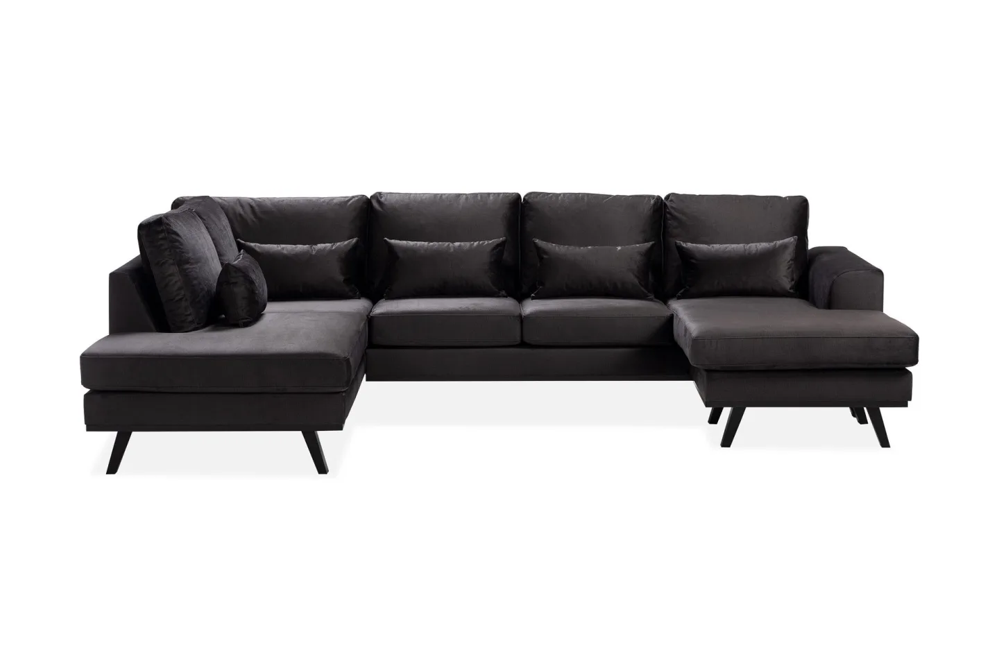 Copenhagen Compact 4-sits Vänstervänd U-formad Large Soffa med Divan och Schäslong i Sammet - Mörkgrå
