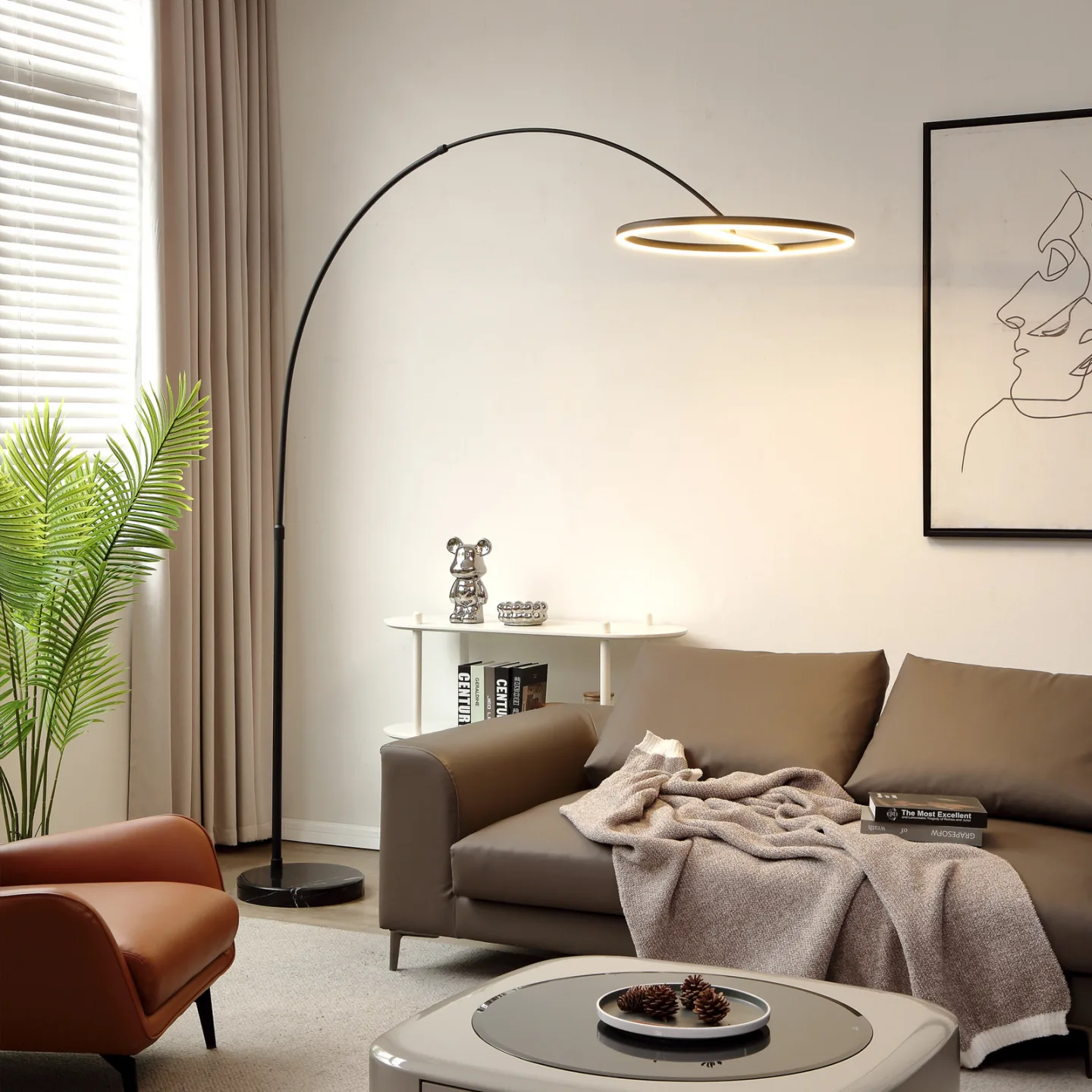 Virvera LED Stehleuchte Black - Lucande - Wohnzimmer - Modern - Metall - Einflammig