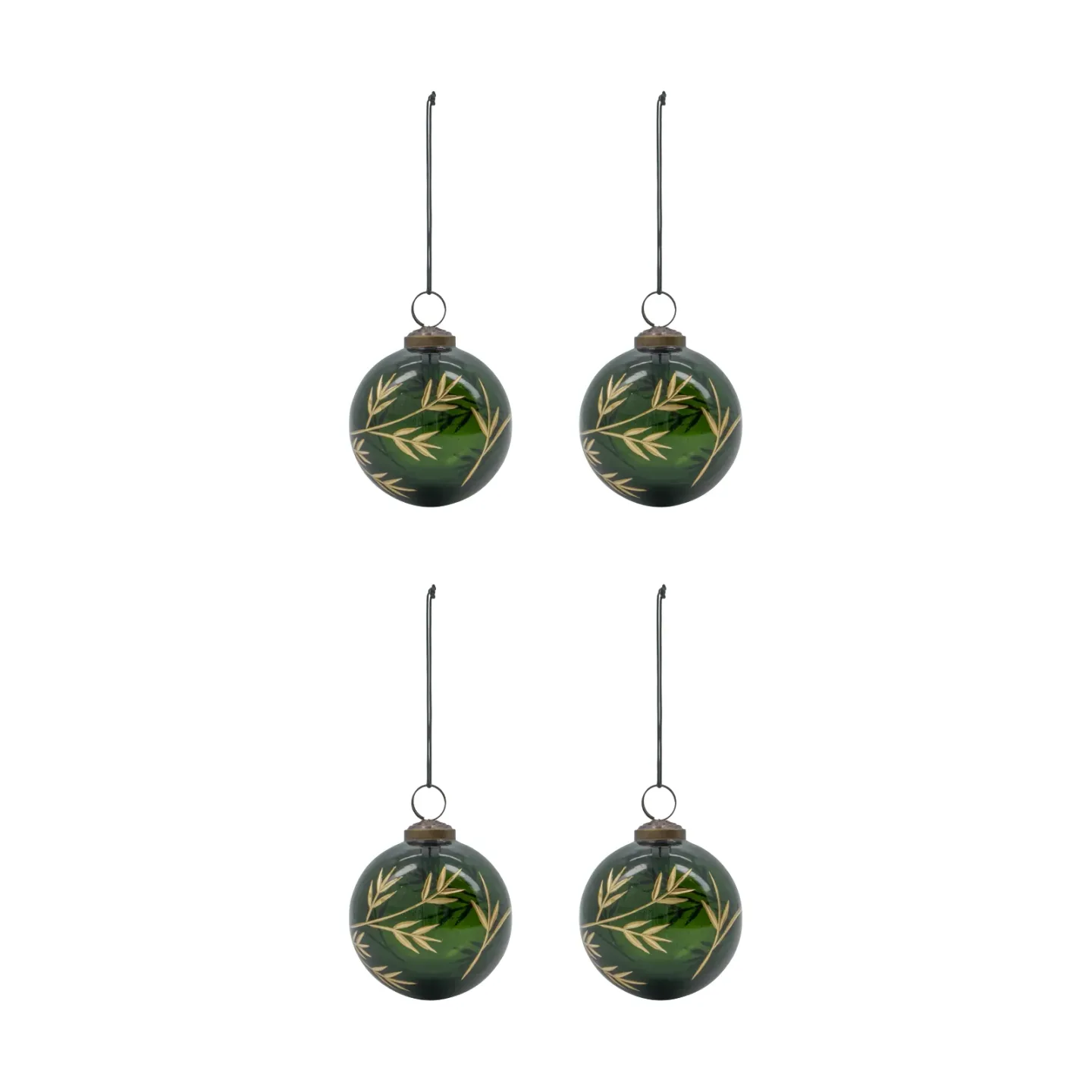 House Doctor Leaf julgranskula Ø7,5 cm 4-pack Grön-guld