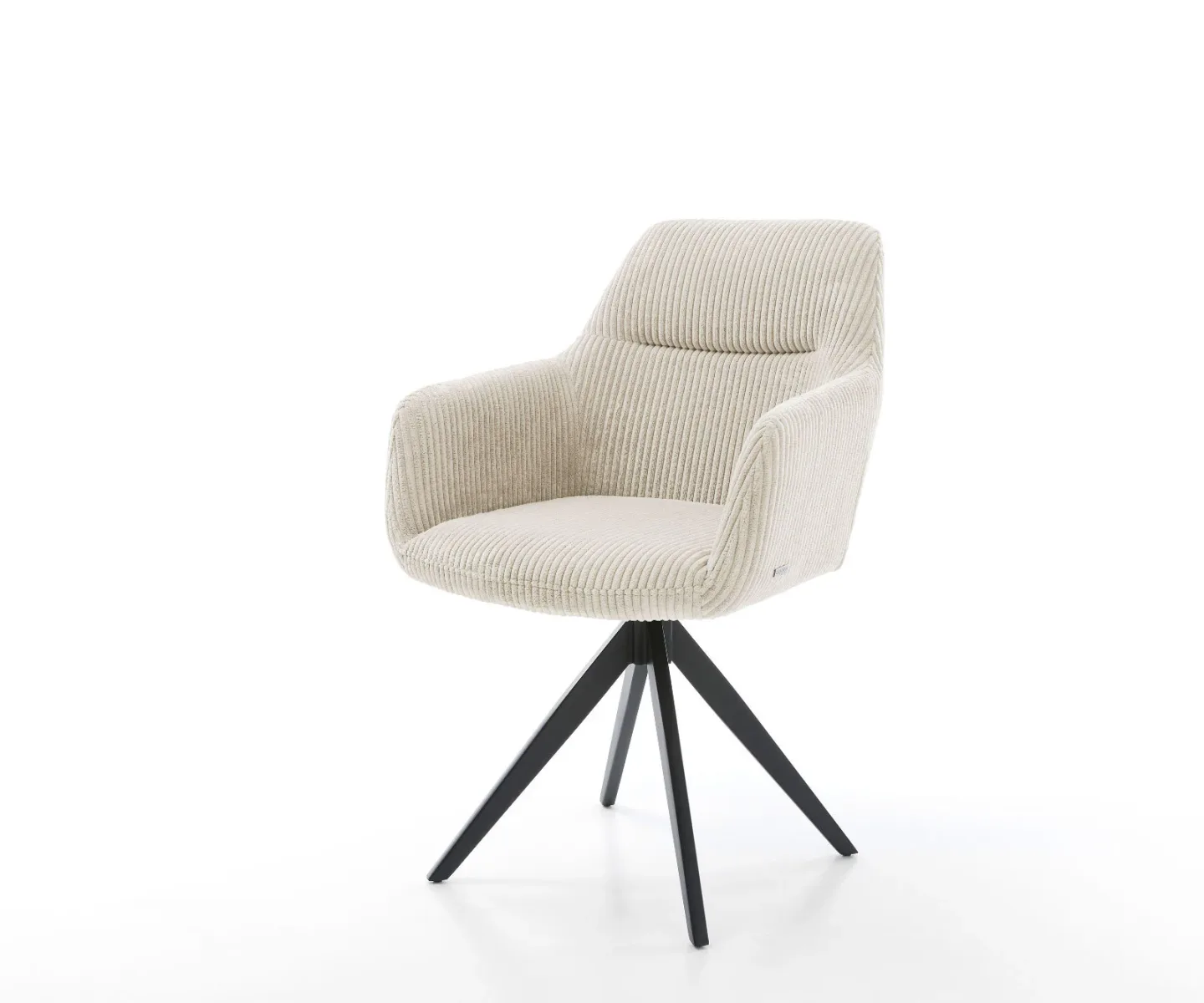 Esszimmerstuhl Pejo-Flex Cord Beige Kreuzgestell kantig Schwarz Taschenfederkern