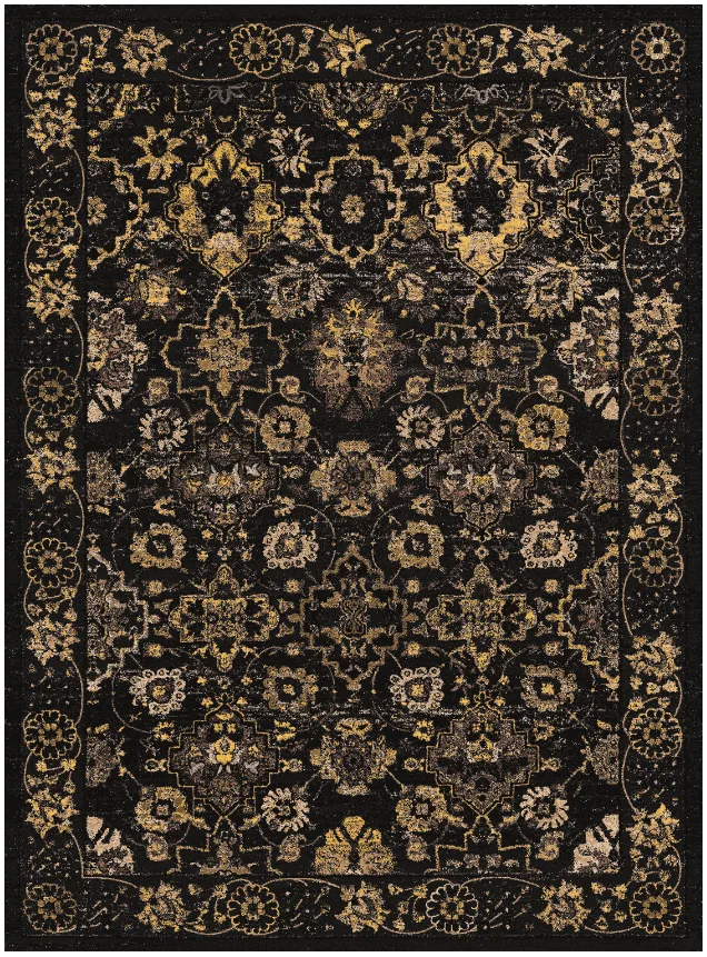 Wilton-teppe - Fernana (svart/gull) (Størrelse: 160 x 230 cm)